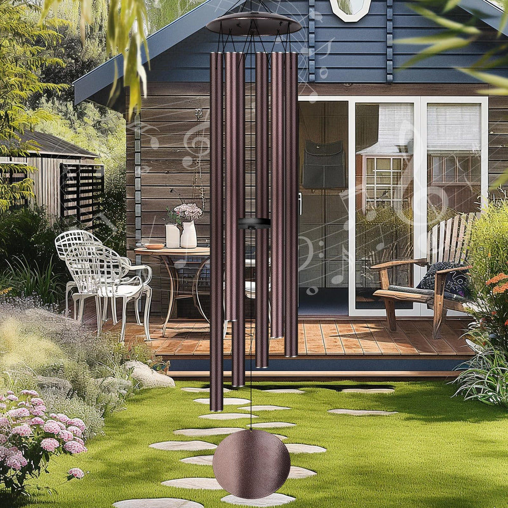 URNETERN front view of 66-inch bronze wind chime showing elegant deep tones
