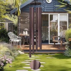 URNETERN front view of 66-inch bronze wind chime showing elegant deep tones