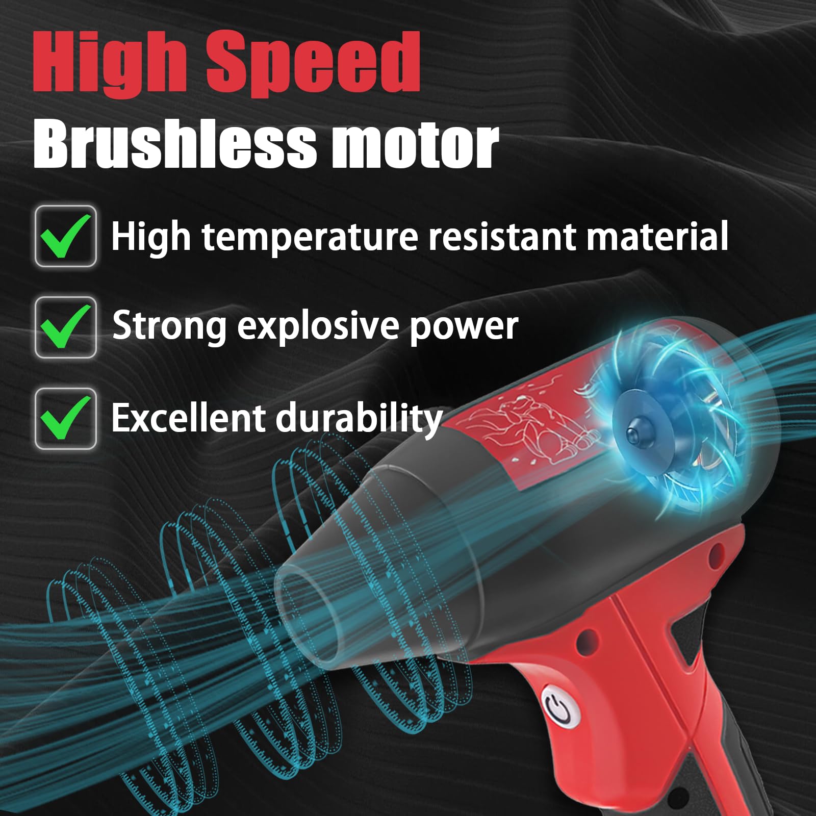 URUN Jet Fan Mini Blower attached to Milwaukee M18 battery for cordless convenience