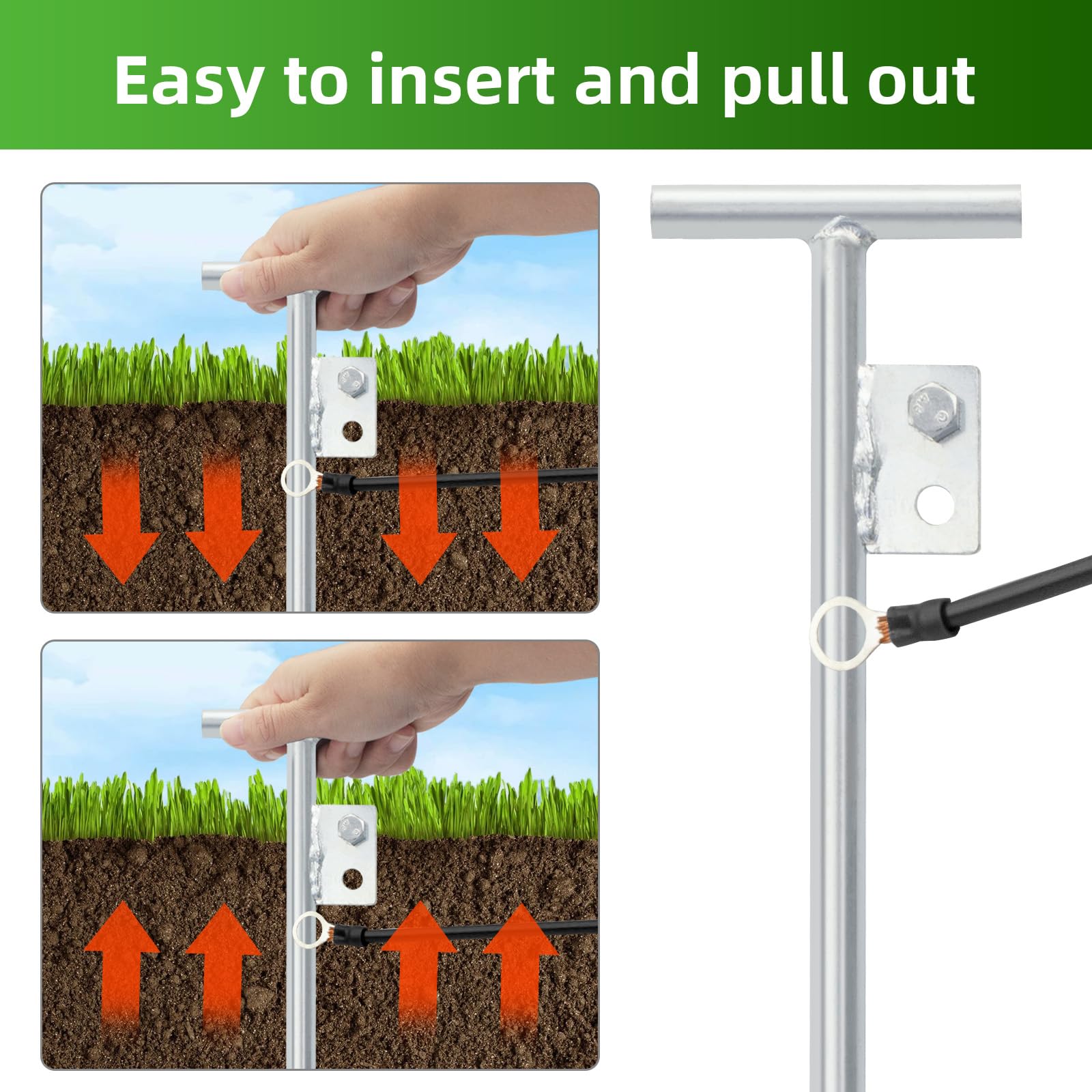 URYKEC oval rod detail illustrating easier driving and removal in soil
