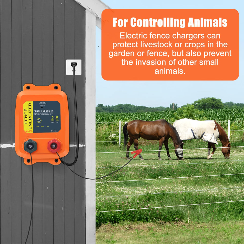 URYKEC PE2 mounted on a fence post demonstrating outdoor placement and visible safety color