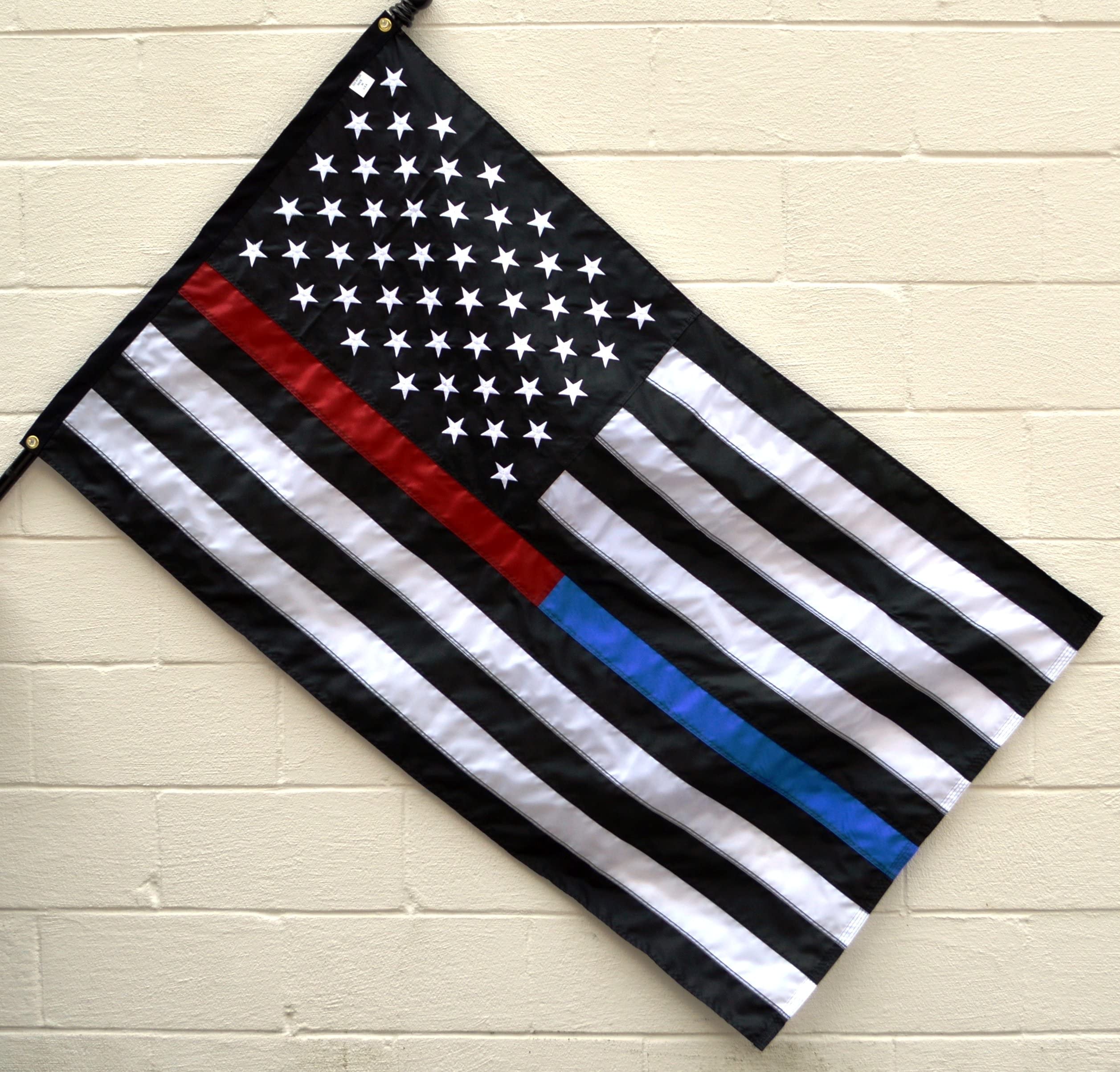US Flag Factory displayed at a fire station and police department honoring responders