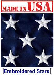 US Flag Factory close-up of embroidered stars highlighting crisp detail and durability