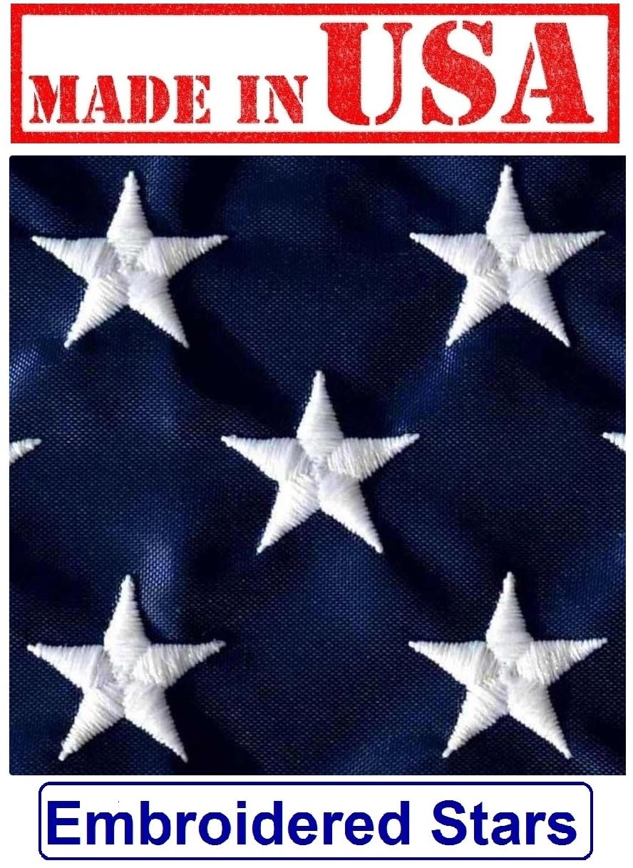 US Flag Factory close-up of embroidered stars with clear, textured detail