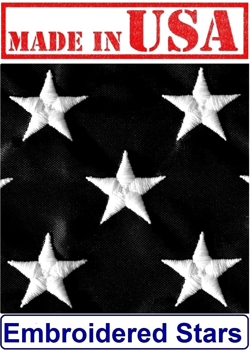 US Flag Factory close-up of embroidered stars highlighting durable detail