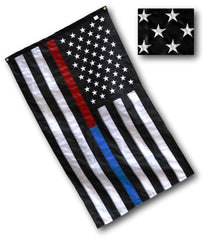 US Flag Factory front packaging showing dual thin blue and red lines, durable tribute