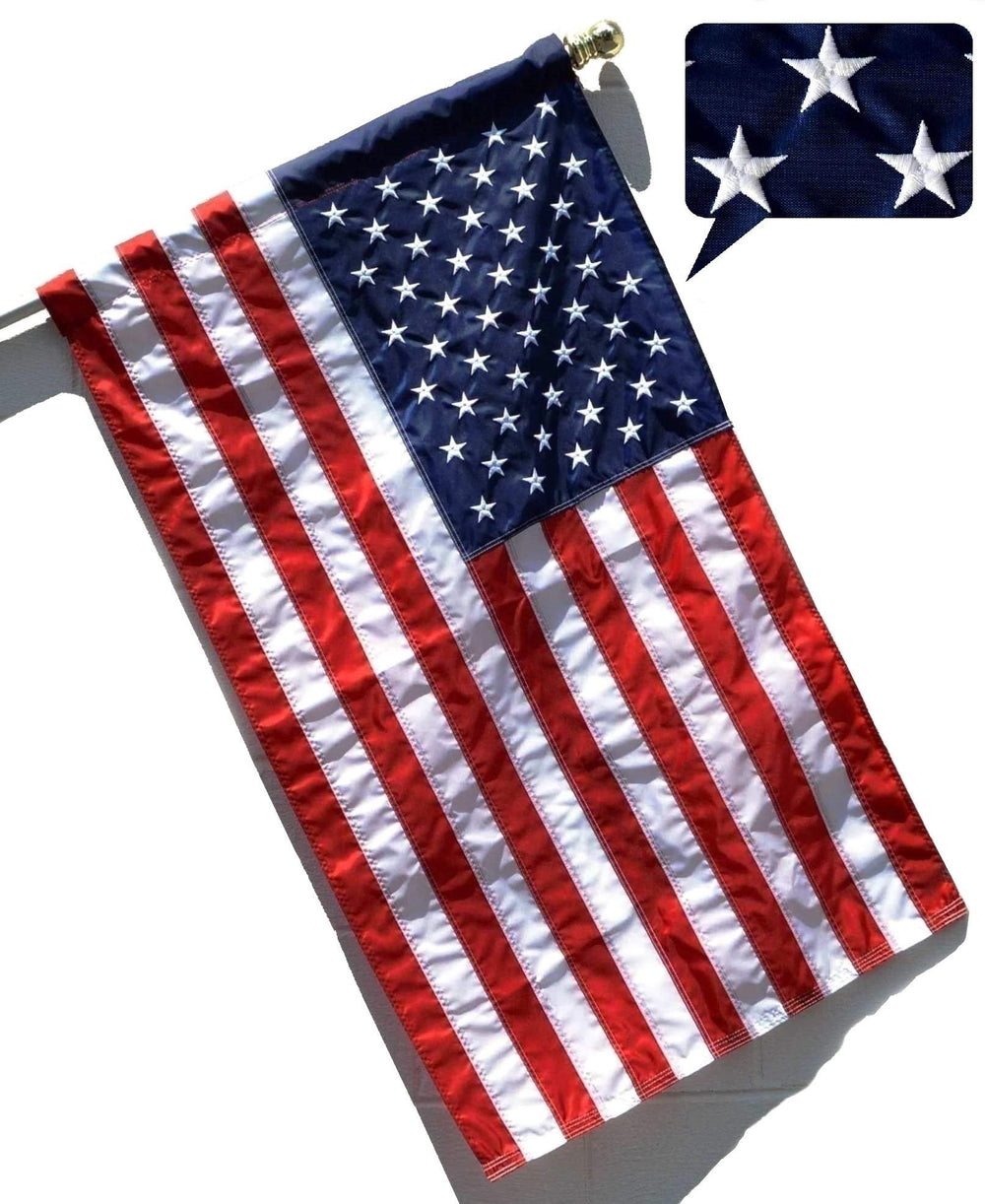 US Flag Factory front view sleeved flag showing neat pole fit and tidy display