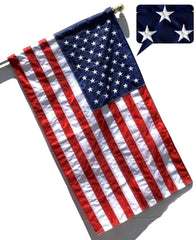 US Flag Factory front view sleeved flag showing neat pole fit and tidy display