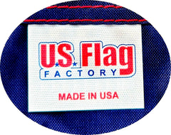 US Flag Factory pole sleeve with leather tab for secure, easy installation