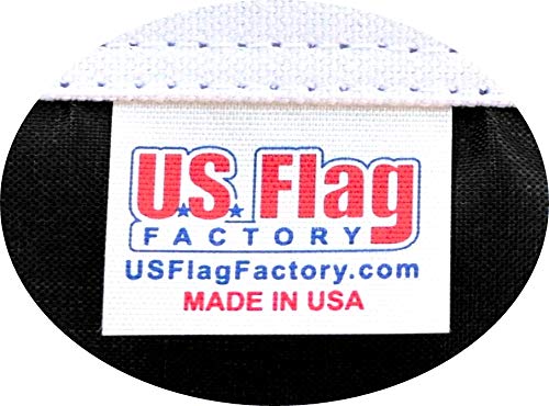 US Flag Factory flag shown next to a house and pole for size and scale clarity