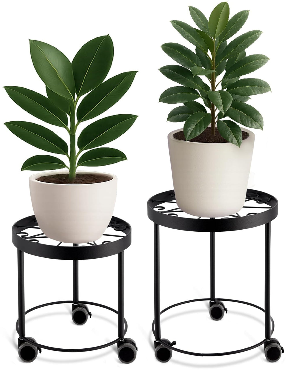 US Original front view showing two stands and potted plants, neat mobility benefit