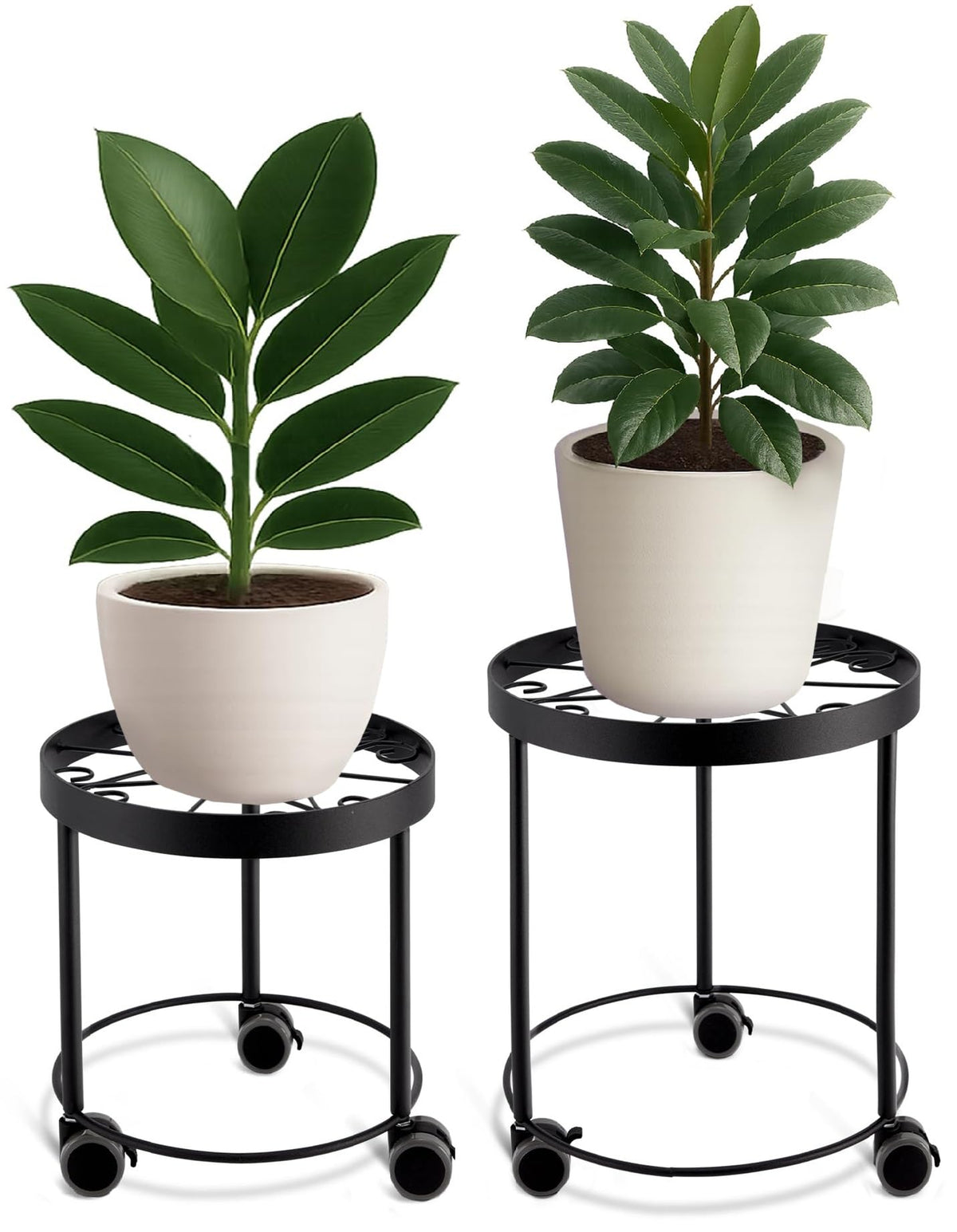 US Original front view showing two stands and potted plants, neat mobility benefit