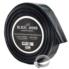 U.S. Pool Supply front view of hose with included clamp, shows ready-to-install convenience