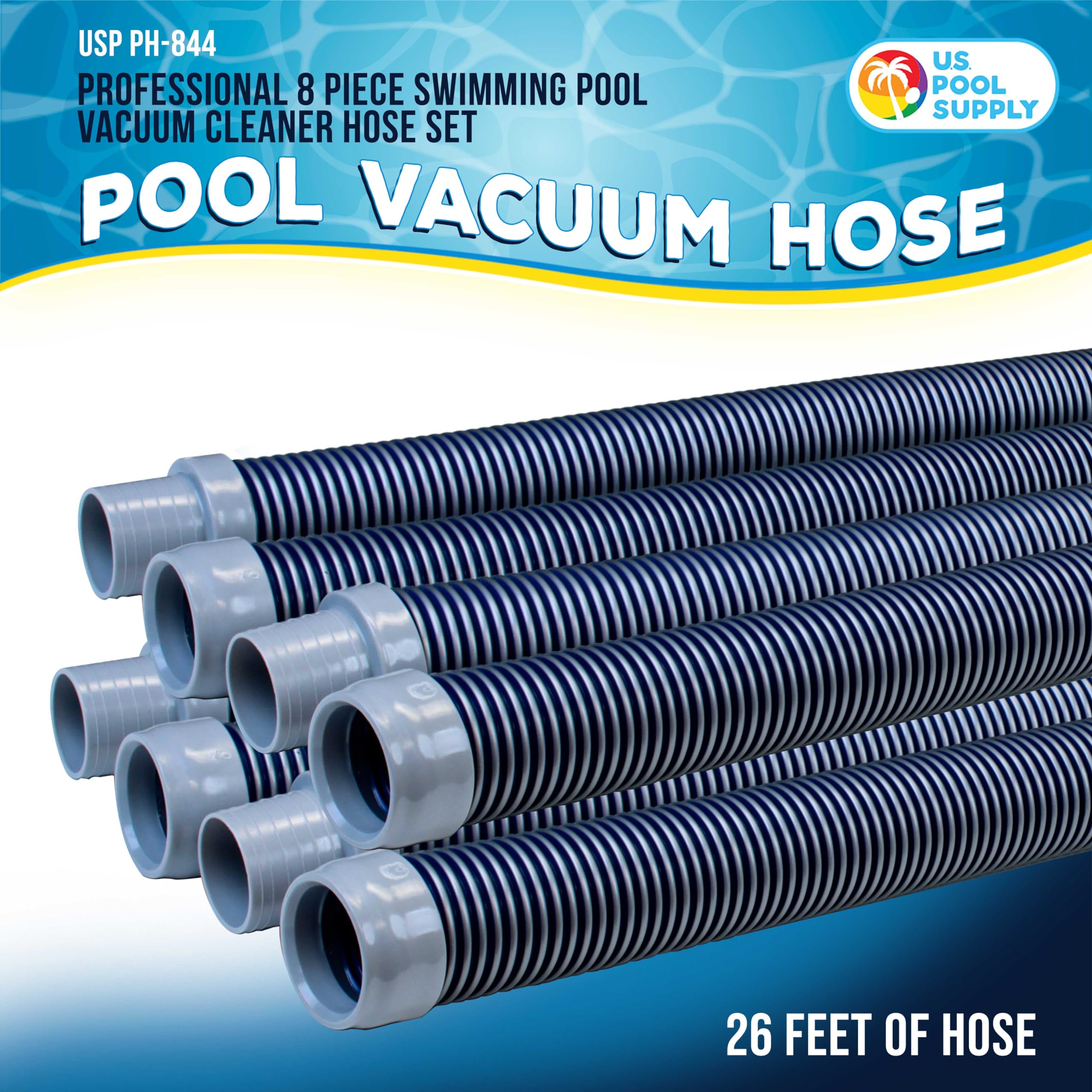 U.S. Pool Supply close-up of spiral-wound hose texture showing crush resistance