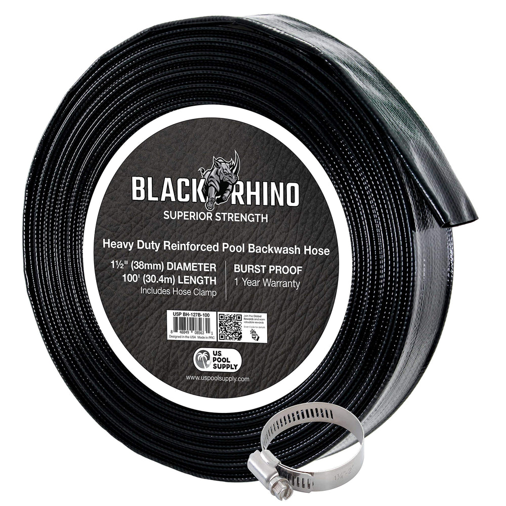 U.S. Pool Supply coiled hose front view showing durable construction and easy storage