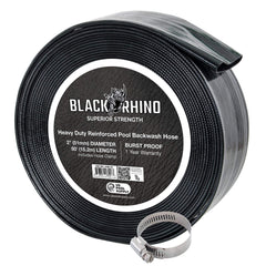 U.S. Pool Supply front view of coiled 2" x 50' heavy-duty hose showing durable build