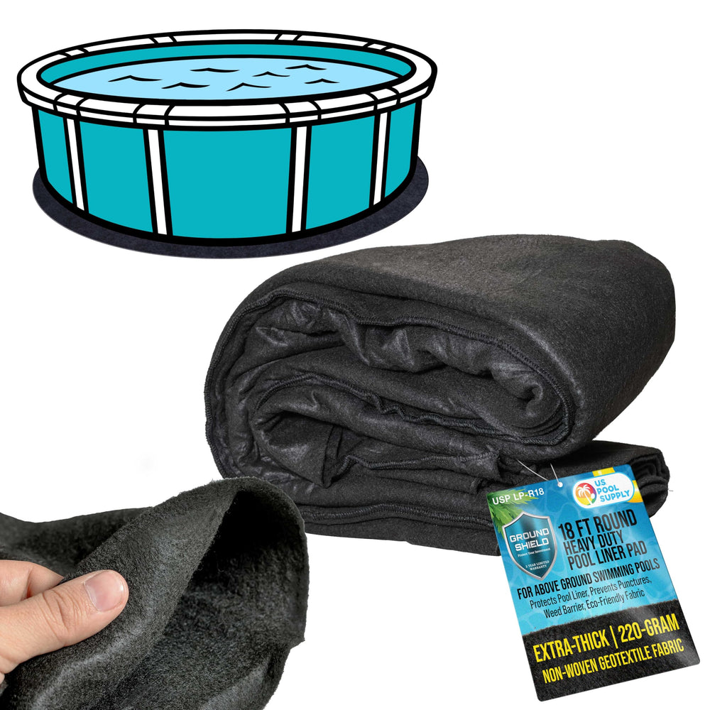 U.S. Pool Supply front view of 18' round pad showing full coverage and protection