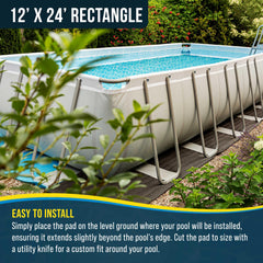 U.S. Pool Supply pad installed under above-ground pool providing cushioning and liner protection