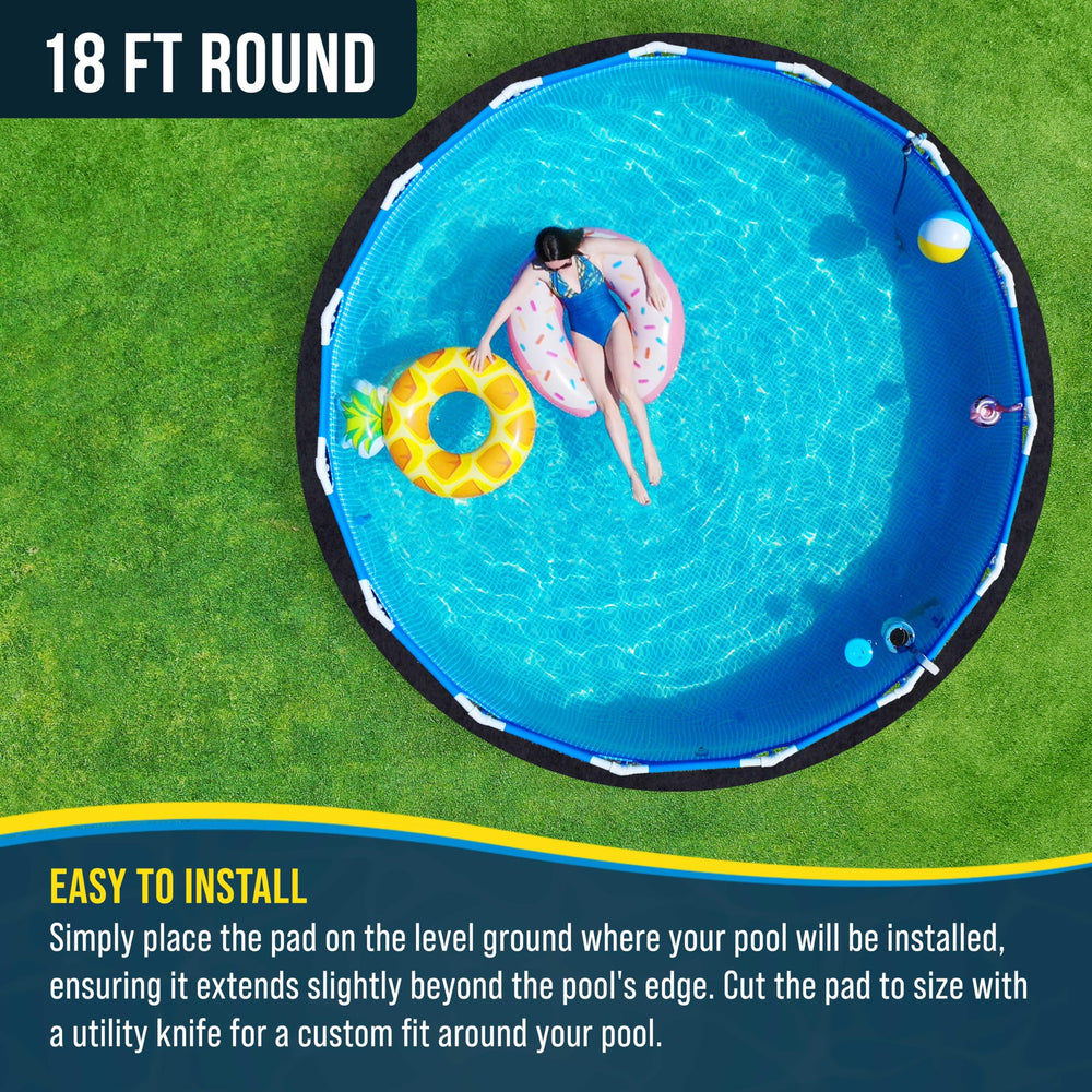 U.S. Pool Supply pad installed under pool demonstrating liner protection benefit