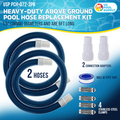U.S. Pool Supply spiral-wound hose close-up showing kink resistance benefit