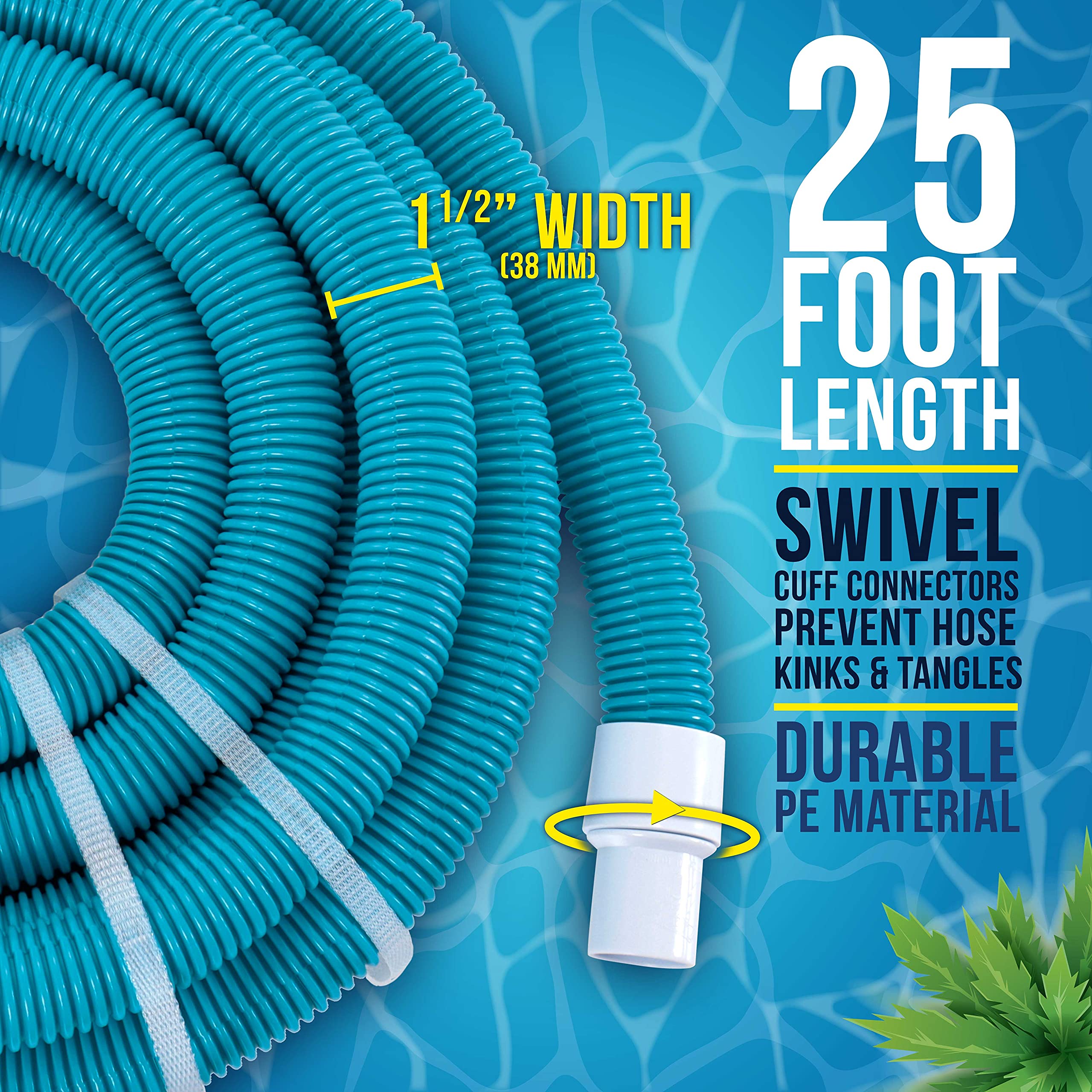 U.S. Pool Supply hose in use vacuuming pool for smoother cleaning benefit
