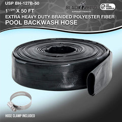 U.S. Pool Supply full 50-foot hose laid out, showing length for flexible routing