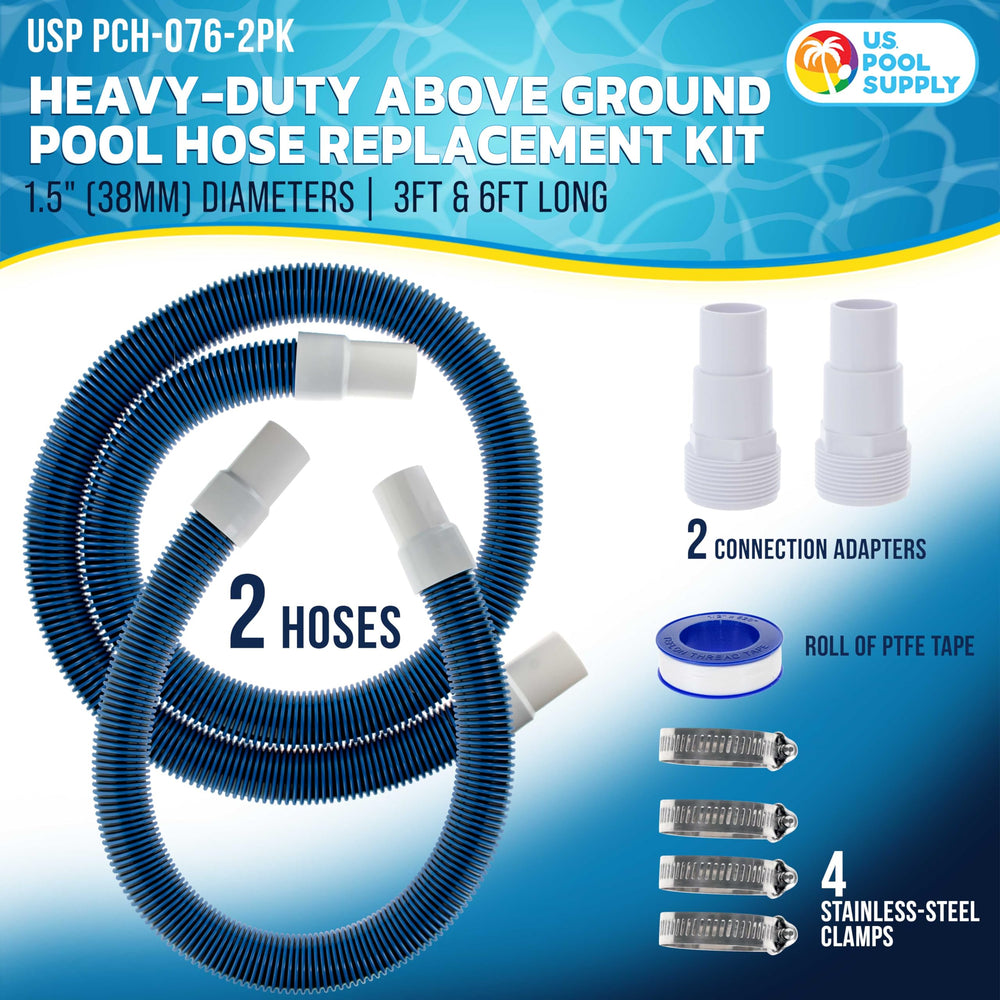 U.S. Pool Supply spiral-wound hose close-up highlighting durable kink-resistant texture