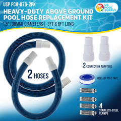 U.S. Pool Supply spiral-wound hose close-up highlighting durable kink-resistant texture