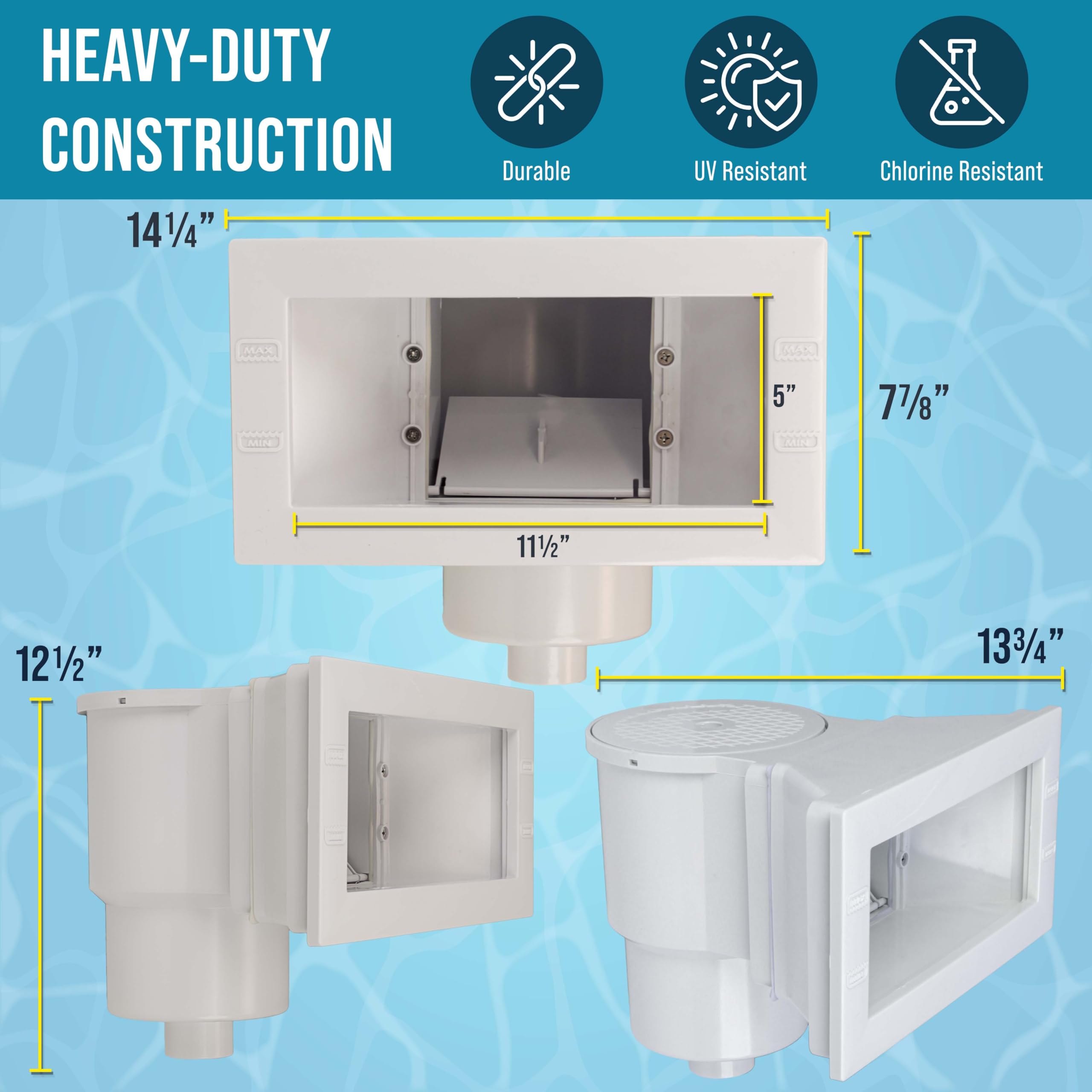 U.S. Pool Supply debris basket detail displaying large-capacity capture for easier cleaning