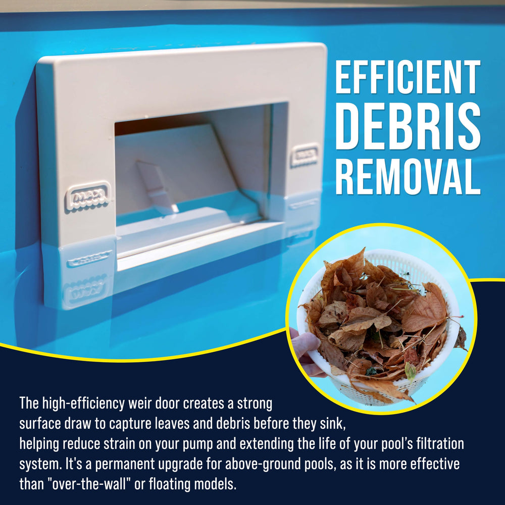 U.S. Pool Supply skimmer installed thru-wall showing sealed fit and leak resistance