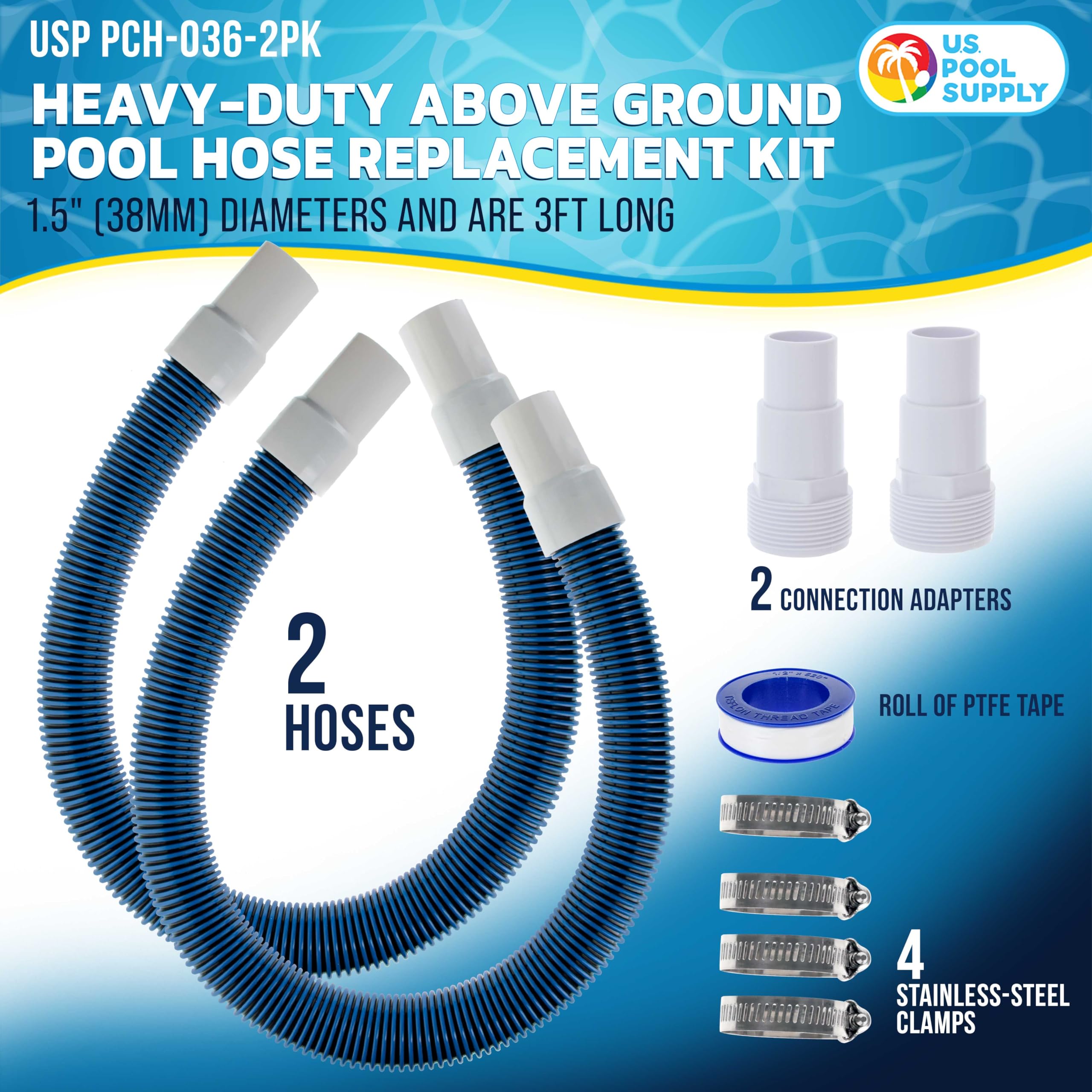 U.S. Pool Supply close-up of spiral EVA hose texture for kink resistance