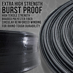 U.S. Pool Supply braided reinforcement close-up, highlighting burst-resistant construction