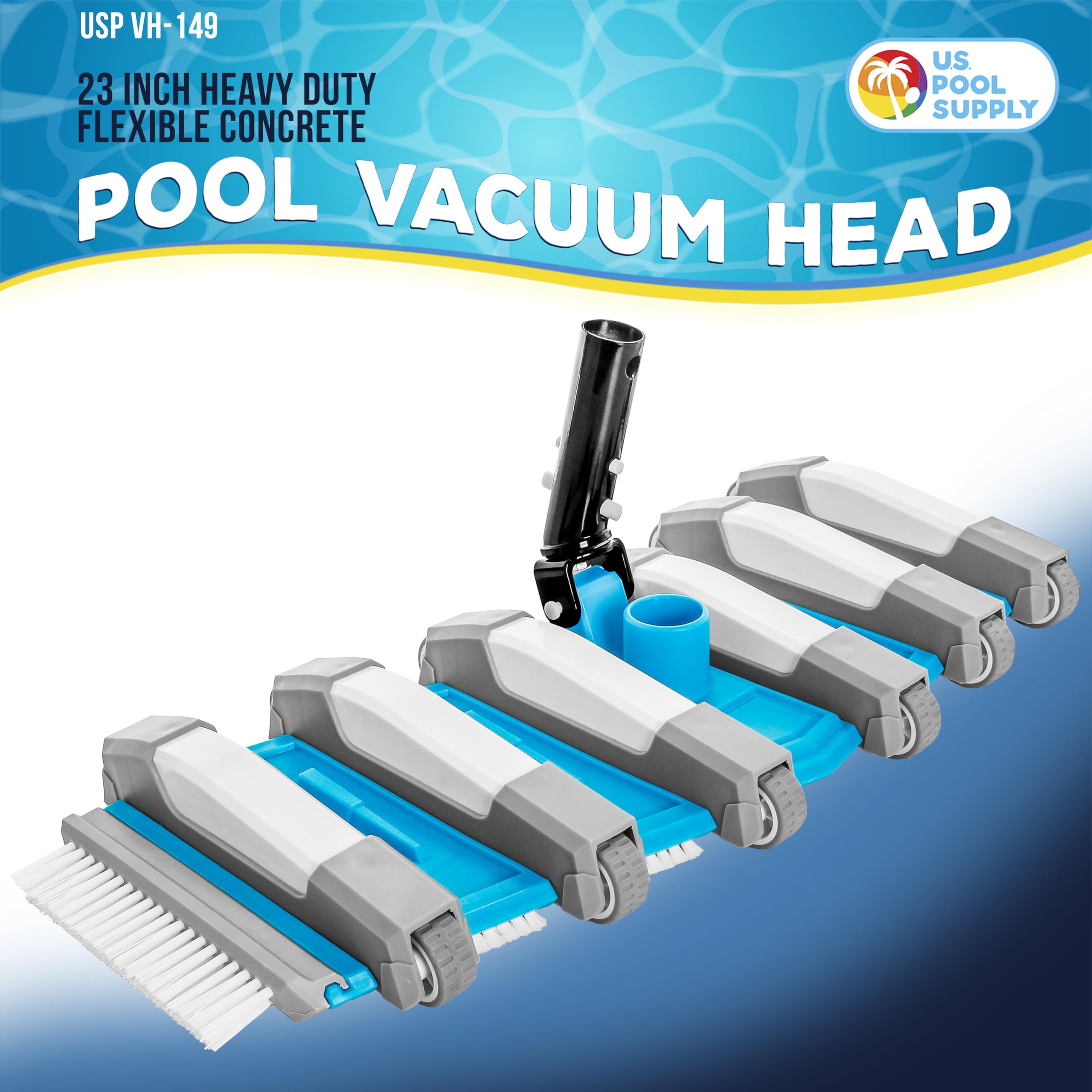 U.S. Pool Supply close-up of integrated weights in base for steady floor contact and stronger suction