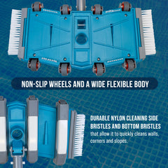 U.S. Pool Supply image of non-slip wheels and flexible body for smooth maneuvering and firm pool-floor contact