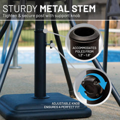 US Weight beside patio table showing scale and discreet placement benefit
