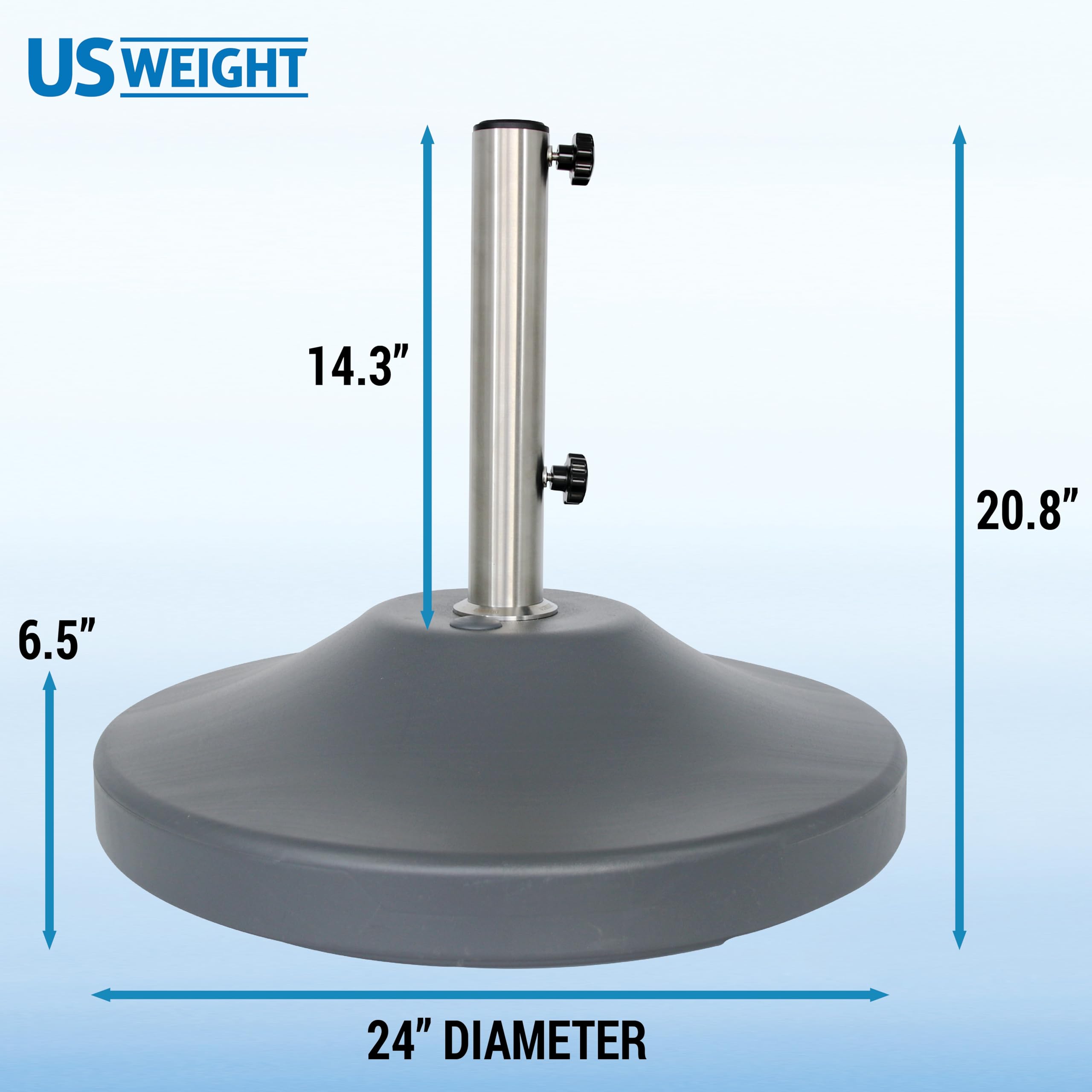 US Weight base in patio scene demonstrating reliable outdoor use and aesthetic fit