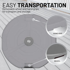 US Weight base with removable wheel and molded handle for easier transport and setup