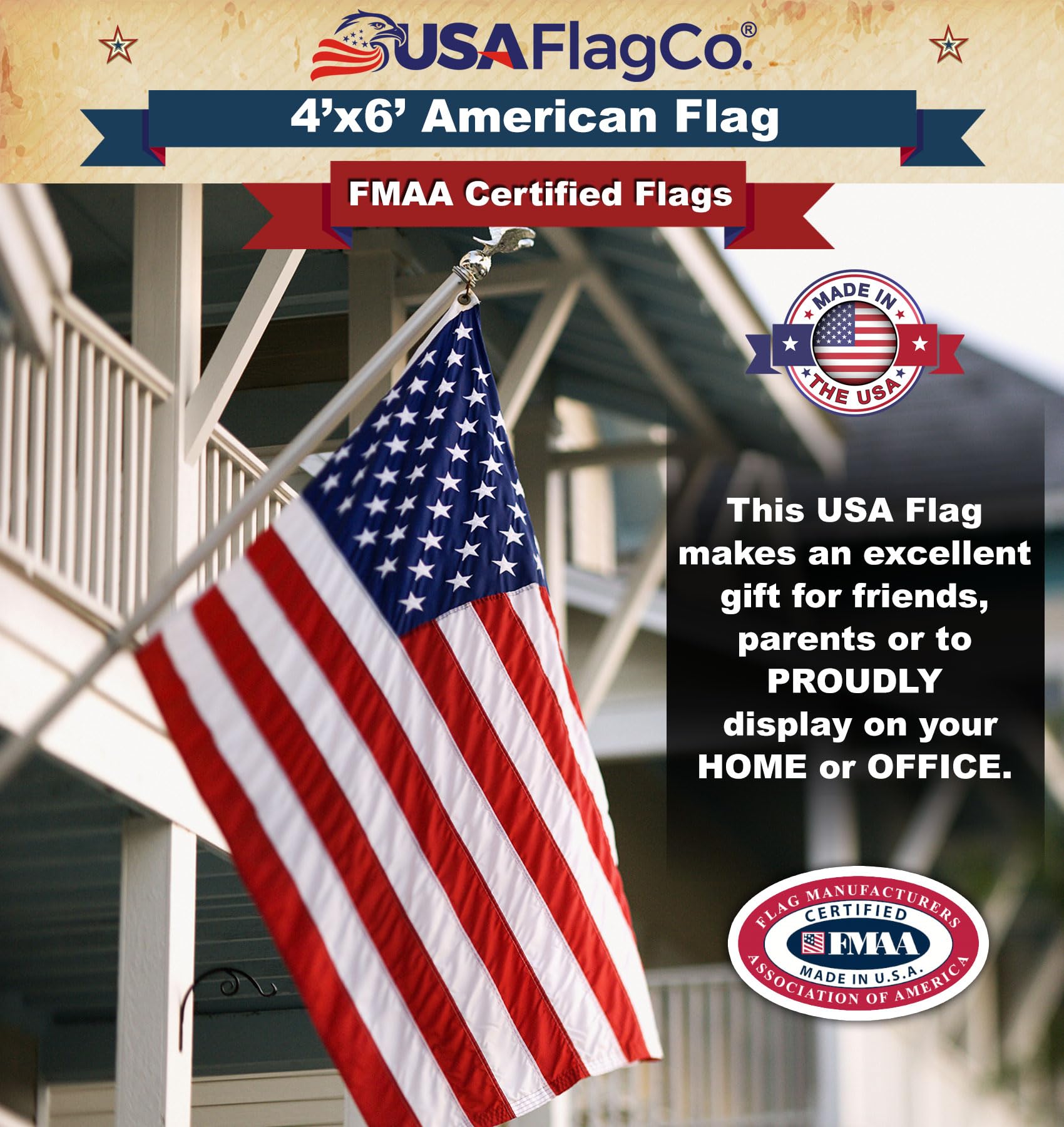 USA Flag Co. nylon fabric texture illustrating bright, weather-resistant weave