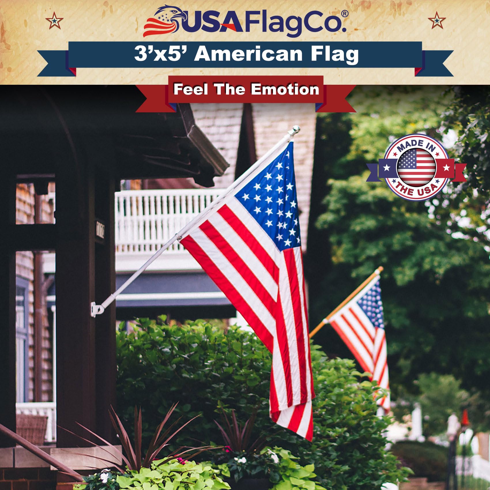 USA Flag Co. embroidered stars close-up for lasting definition