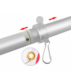 USA Flag Co. pole diameter shown next to 1-inch bracket illustrating easy bracket compatibility