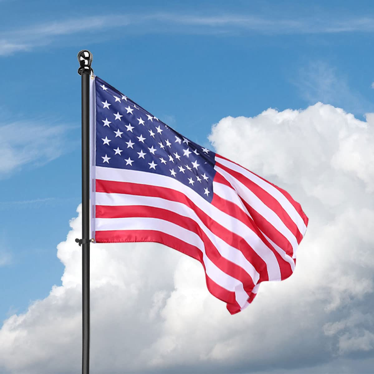 USA Flag Co. flagpole mounted bracket compatibility demonstrating simple installation