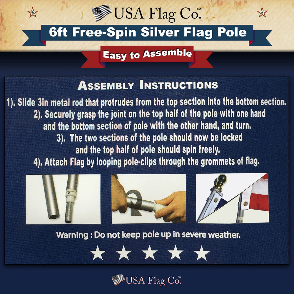 USA Flag Co. pole packaged and ready for transport showing lightweight convenience