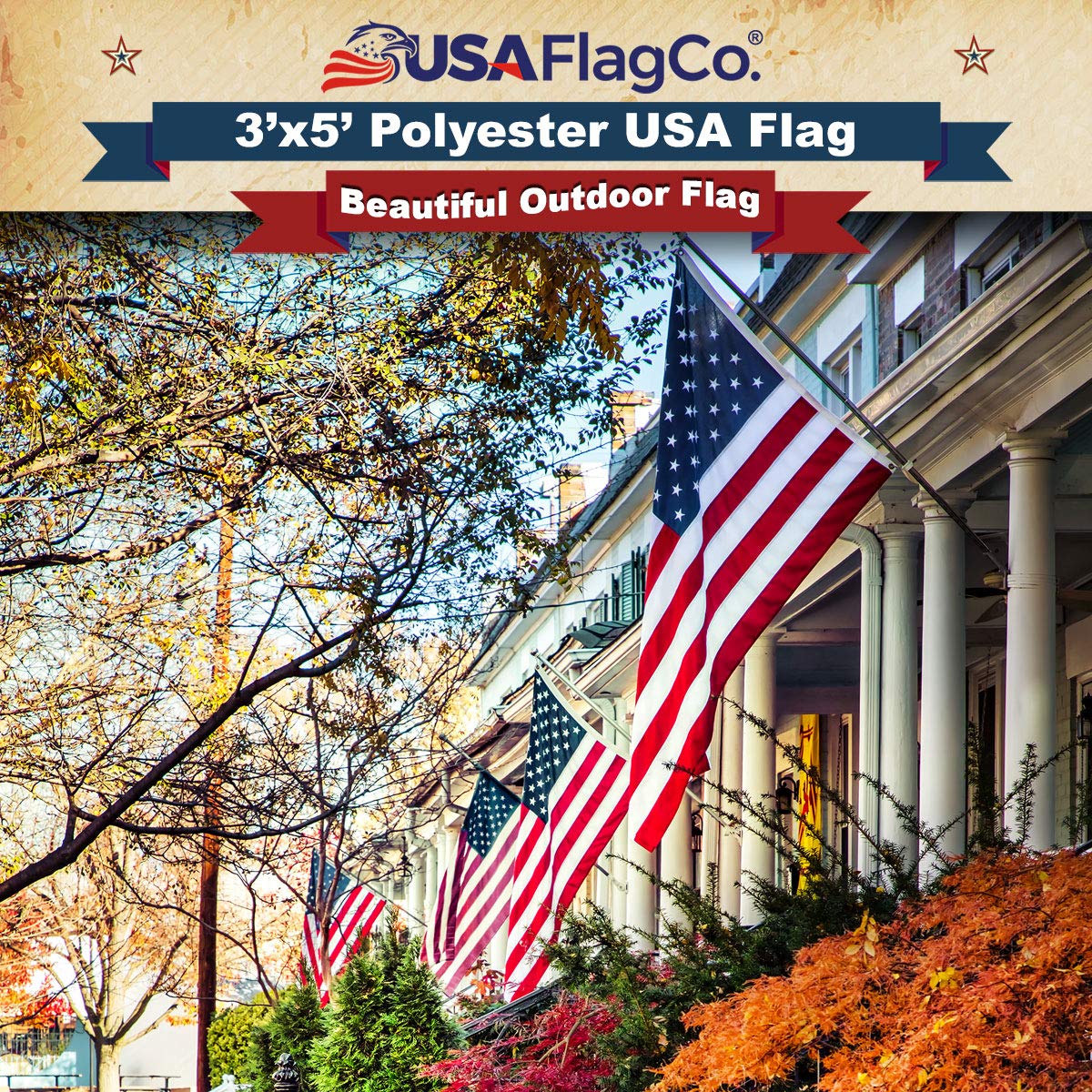 USA Flag Co. sewn stripes detail highlighting strong seams and classic look
