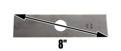 USA Mower Blades close-up of blade center hole and thickness, clear measurements for exact fit