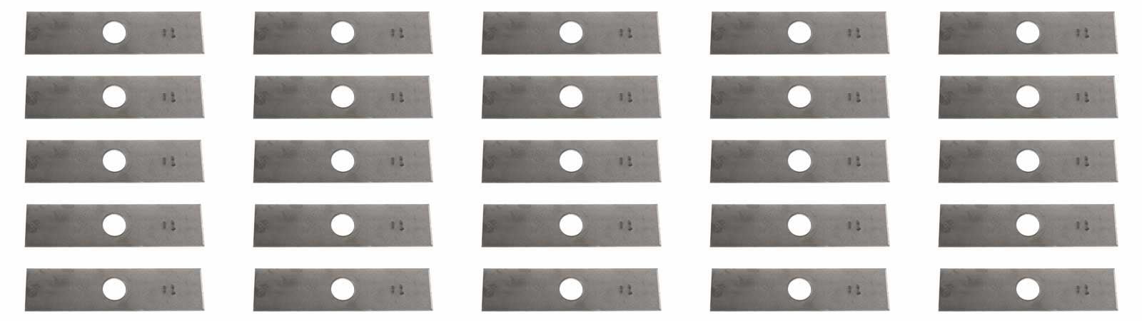 USA Mower Blades front view of 25-pack edger blades showing size and quantity, reliable American-made supply