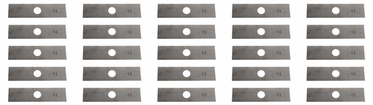USA Mower Blades front view of 25-pack edger blades showing size and quantity, reliable American-made supply
