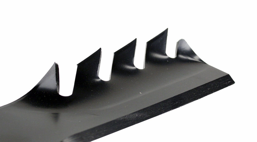 USA Mower Blades installed on mower deck illustrating correct fit and reduced vibration