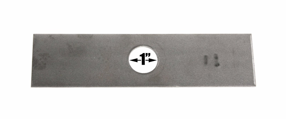 USA Mower Blades blade installed on edger in yard, demonstrates correct fit and ready-to-finish utility