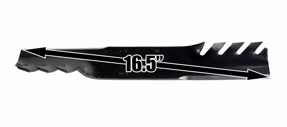 USA Mower Blades side thickness scaled to show 0.204 inch durability and balance