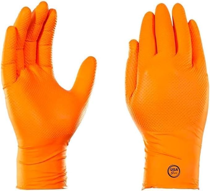 USA Supply chemical-resistant gloves next to Alpine WSG 500 bottle close-up; safe handling benefit